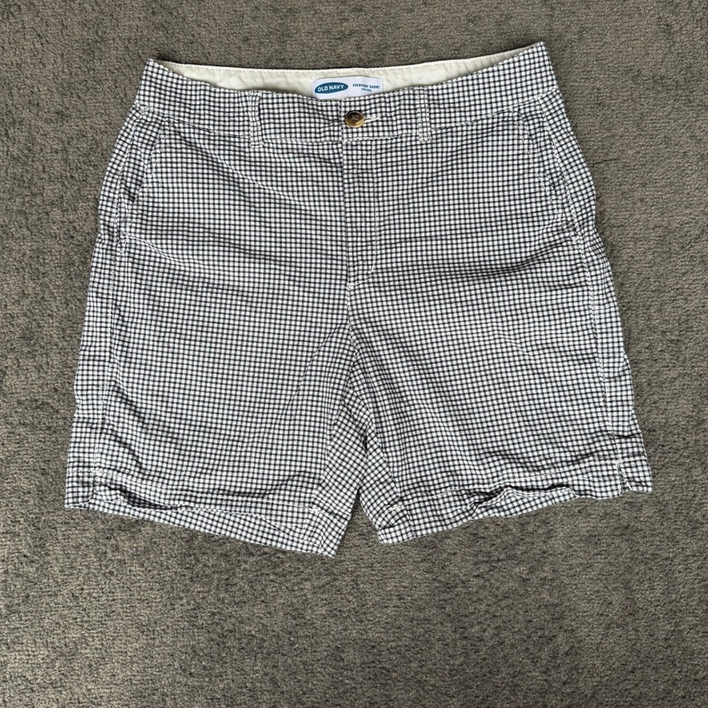 Old Navy Everyday Short High Rise Black White Gingham Checkered Shorts Womens 12